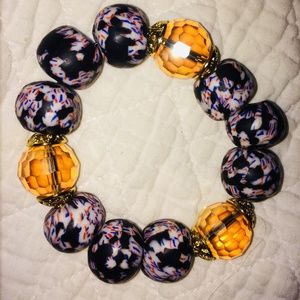 Ladies Beaded Bangle bracelet from Barbados 3 1/2" diameter, slip on